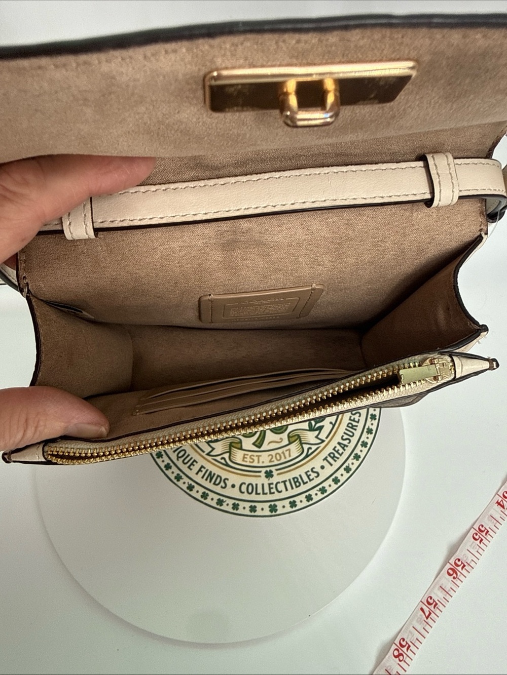 EUC Coach Brown Signature Canvas Crossbody with Cream Strap - Picture 15 of 16